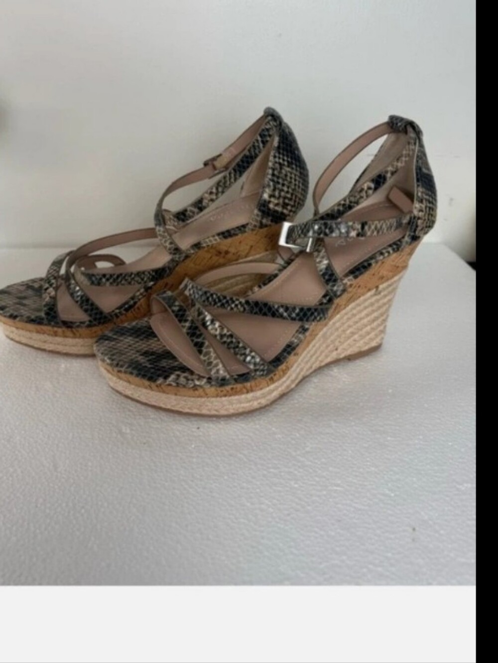 Charles David Snake-Print Espadrille Wedge Sandals - Neutral/Beige